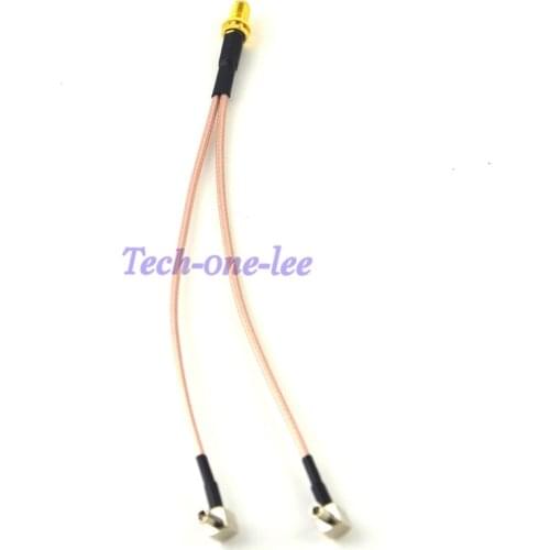2 piece/lot SMA - TS9 Adapter SMA Female to Y type 2 TS9 Male Connector Splitter Pigtail Cable RG316 15CM