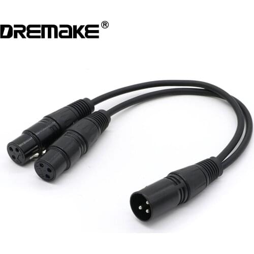 3 Pin Jack XLR Male to 2-Female XLR Microphone Cable Audio Extension Cord 0.3M for Amplifier Microphone Speaker