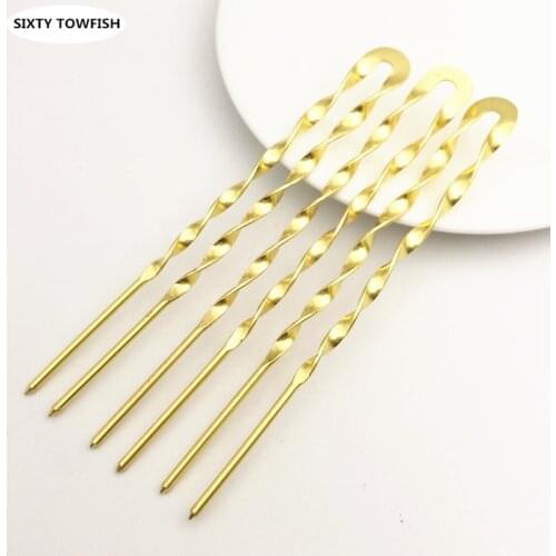 5 Piece/lot 140x16MM Silver color/Primary color Brass U-shaped Vintage Hair fork DIY HairPins Jewelry Accessories findings