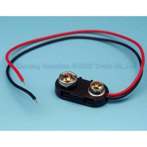5pcs/lot 9V Battery Buckle Battery Holder With 15cm Wire I Type Hard Shell