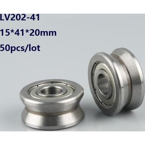 50pcs/lot LV202-41 15x41x20 mm Laser Cutting Machine Roller Guideway V groove track roller guide bearing for CNC 15*41*20mm