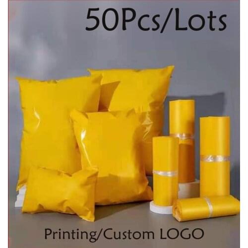 50PcsYellow Poly Waterproof Envelope Bag 14 Wires Self Adhesive Seal Thicken Clothing Gifts Mailing Bags PE Plastic Courier Bag