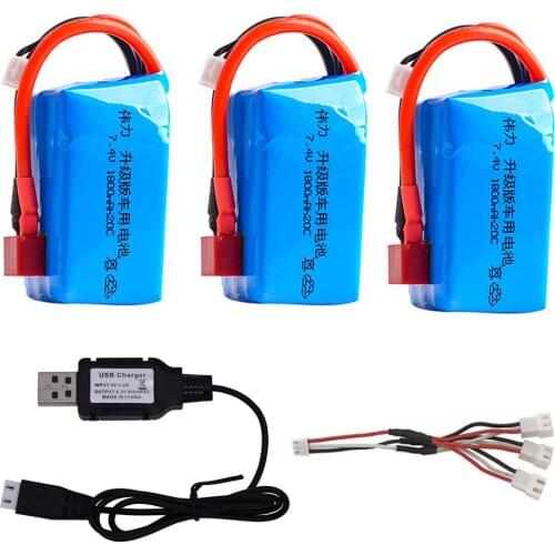 7.4V 1800mah Lipo Battery and USB charger for Wltoys A959-b A969-b A979-b K929-B RC Cars toys accessories 7.4 v for WLtoys cars