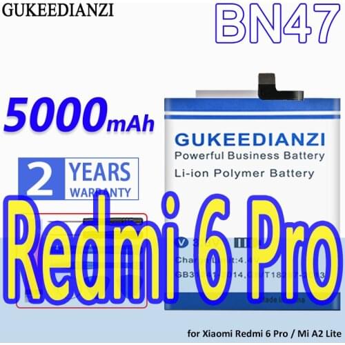 High Capacity GUKEEDIANZI Battery BN47 5000mAh for Xiaomi Redmi 6 Pro / Mi A2 Lite Redmi6 Pro 6Pro MiA2 Lite A2 Lite