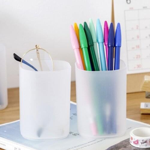White Transparent Round Simple Pen Holders Desk Accessories & Organizer Pen Storage