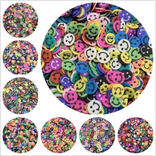 500pcs/Lot 3mm-6mm Mix Colors Clay Slices Fruit Shape Polymer Clay Beads For Jewelry Making DIY Handmade Nail Art Slime Toys