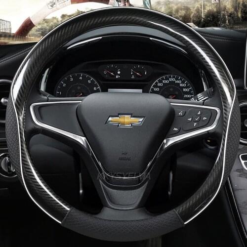 38CM for Chevrolet Orlando Colorado Malibu Cruz Car Styling Carbon Fiber Leather Steering Wheel Cover Interior Accessories