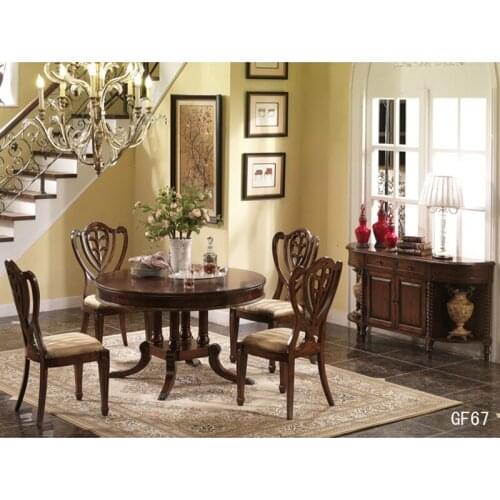 Wooden round dinner table and chair space saving dining table and chairs GF67