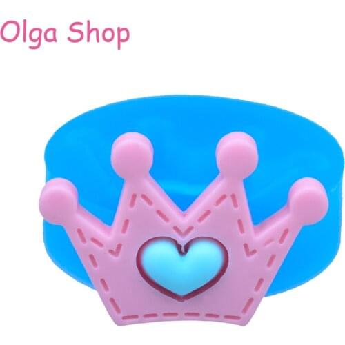 FYL394 34.6mm Crown with Heart Flexible Silicone Mold - for Jewelry Fondant, Cake Decoration Craft, Resin, Cookie Biscuit, Candy