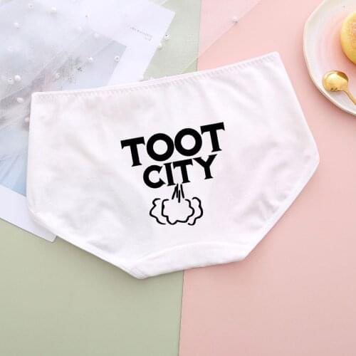 Leak Proof Plus Size Menstrual Panties Physiological Pants Women Funny Letter Printing White High Waist Sanitary cotton panties