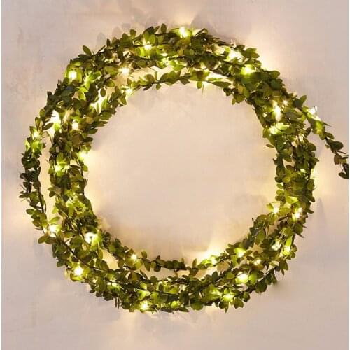 2/3/5/10M leaf garland battery operate Copper LED fairy string lights for christmas wedding decoration party event