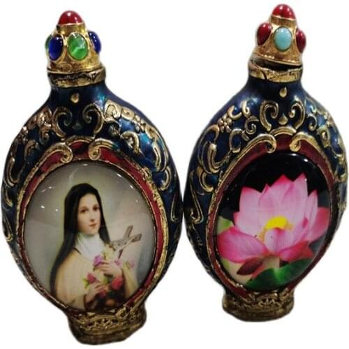 China Old Beijing used old snuff bottle Tibetan silver Inlaid Turquoise beauty snuff bottle