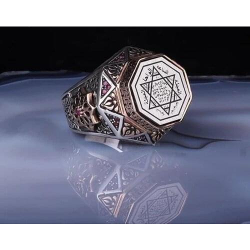 Hz. 925 Sterling Silver Ring with Seal of Solomon Motif Fine Jewelry Fashion Rings For Men Gift For Him