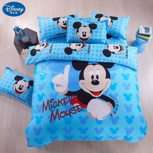 Disney Mickey Mouse Lilo & Stitch Minnie Bedding Set Cartoon Children Bedroom Decoration Down Duvet Quilt Cover Pillowcase