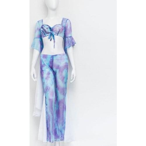 New ladies Fashion Belly Dance Costumes set Sexy Printed dance Clothes Belly Dancing Suit Practice wear dancer training dress