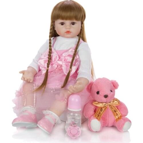 24 Inches Reborn Doll soft Body Silicone Reborn Babies Doll Toy Lifelike Newborn 60 cm Princess bebe reborn Lovely gift