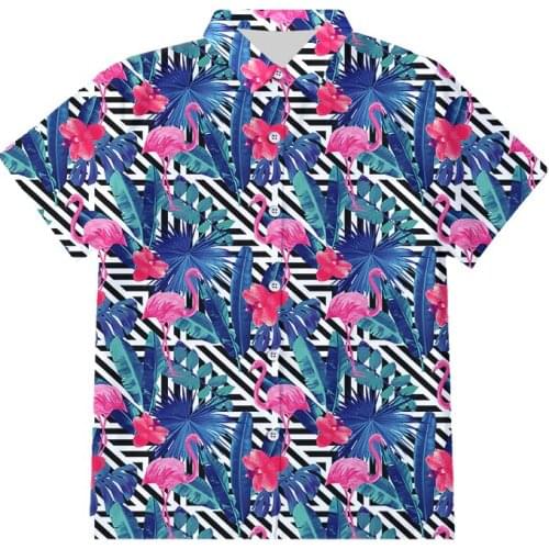IFPD EU Size Summer Casual 3D Printed Button Shirt Flamingo Banana Leaves Hip Hop Fashion Short Sleeve Shirts Harajuku Tops