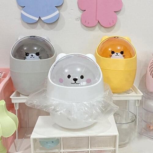 Cute Desktop Mini Trash Can Durable Large Capacity Wide Application Waste Bin Practical for Study Room Garbage Basket Swing Lid