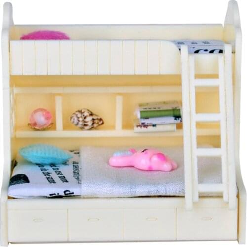 1/12 Dollhouse Miniature Furniture Bunk Bed Double Bunk Bedroom Decoration