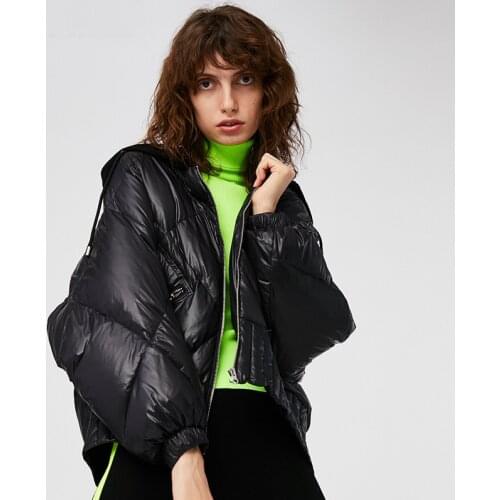 Fashion winter women short down jacket windproof hooded coat with diamond-shaped design