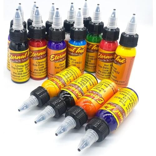 16pcs Colors Eternal Tattoo Ink Set Pigment Bottle Permanent Makeup Tattoo Pigment Art 30ml/bottle for Eyebrow Eyeliner Lip Body