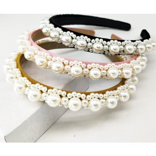 Hairband full Pearl Hair Accessories 3colors Hairbands beautiful hoop hair Princess band head of hair for 4-18 years old girls