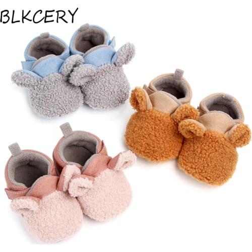 New born Baby Shoes for Girls Boys Infant First Walkers Winter Plush Warm Fashion Cartoon Crib Shoes Loafers Toddler Slippers