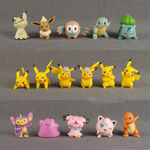 POKEMON TOMY Pancham Meowth Pikipek Marianne Growlithe Mew Eevee Rowlet Rockruff Cubone Sableye Model Decoration Doll