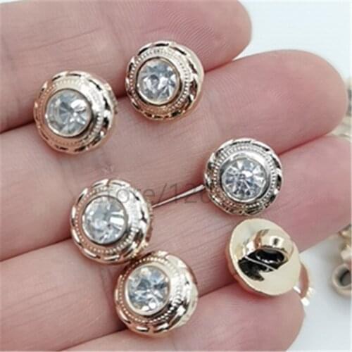 200pcs/Lot Gold inlaid alloy crystal buttons shirt sewn buttons jewelry sewing button holiday decorations 11mm