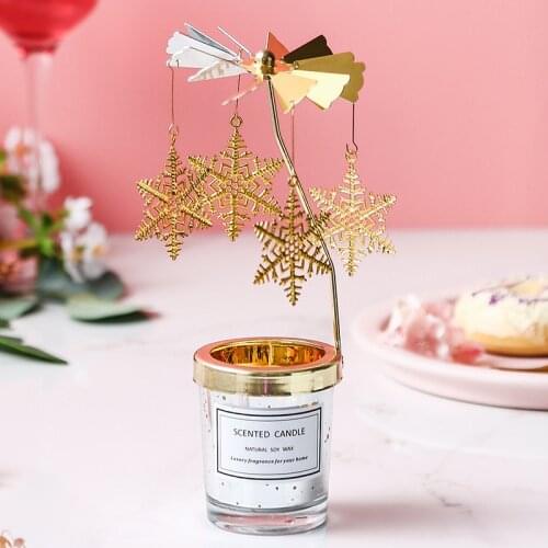 Spinning Candlestick Rotary Tea Light Candle Holder Carousel Metal Home Decors CLH@8