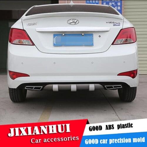 For Hyundai Verna Body kit spoiler 2011-2016 For Accent ABS Rear lip rear spoiler front Bumper Diffuser Bumpers Protector