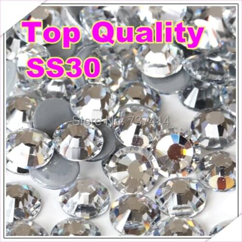 Top Quality Hot Fix Rhinestone,More Shiny,More Brigst hotfix stones Crystal ss30 2gross(288pcs)/bag ,With glue