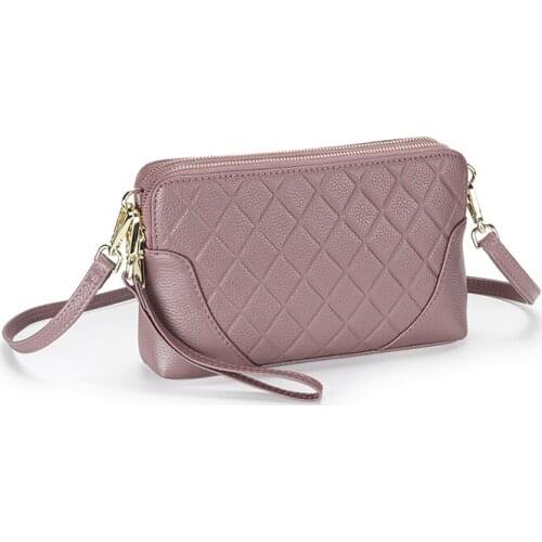 COMFORSKIN New Arrivals Cowhide Double Zipper Messenger Bag European And American Style Geometric Lady Cross-body Bag For Women