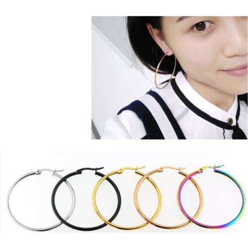 Big Earrings Circular Metal Stainless Steel Fashion Geometric Female Golden Earrings Accessories Earrings For Women