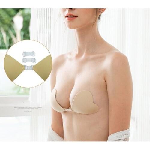 Women Silicone Push-Up Strapless Backless Self-Adhesive Stick Invisible Bra Heart-Shaped Patch Underwear Pull-Up Chest Paste