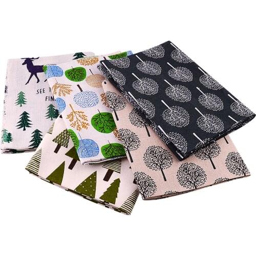 TERAMILA Winter Trees Linen Fabric Material Tissu for Sewing Tablecloth Pillow Bag Curtain Home Textile Cushion Zakka Cotton