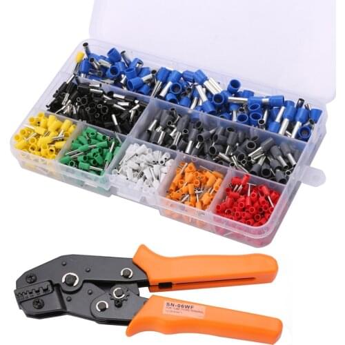 1pc Electrical Ratchet Crimping Plier with 800pcs Wire Stripper Crimper Terminal 0.25-6.0mm2 24-10 AWG