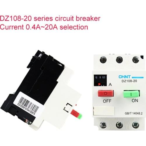 1Pcs DZ108-20 0.4A-20A Optional Protection Motor Switch Circuit Breaker Insulation Voltage 660Voverload/Short Circuit Protection
