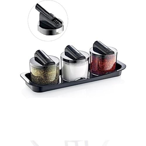 3 pcs/set Spice Set Stand Seasoning Box Transparent Seasoning Storage Container Seasoning Salt Pepper Cumin Powder Condiment Kitchen