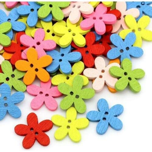50%HOT50Pcs Flower Wooden Button Needlework Sewing Scrapbooking Cards Craft DIY Decor