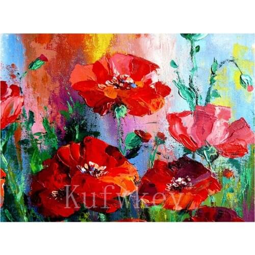 5diy Diamond Embroidery mosaic full square drill diamond painting flowers poppy,cross stitch,Home Decoration,rolled packing