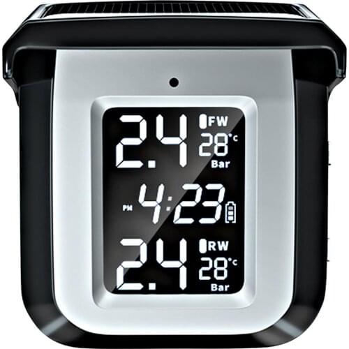 Real Time Wireless Motorcycle TPMS Tire Pressure Monitoring System Motor Tyre LCD Display Internal Or External TH/WI Sensors