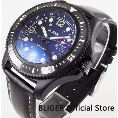 BLIGER 44mm Black Ceramic Bezel Solid PVD Coated Case Miyota Automatic Movement Mens Watch