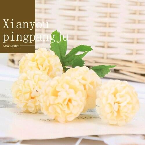 5 Heads Artificial Daisy Ball Flowers Bouquet Silk Chrysanthemum Branch Home Wedding Decoration Flower Arrangement Accessories