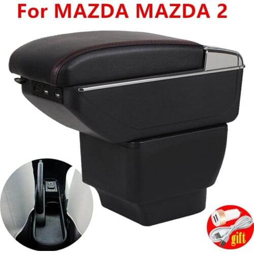 For MAZDA MAZDA 2 Armrest center Storage box Car Armrest box Interior Parts Retrofit parts auto accessories with USB LED light