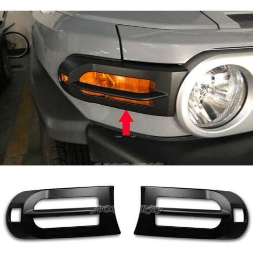 For Toyota FJ Cruiser 2007-2020 Black ABS Front Fog Light Bumper Lamp Cover Trim Car Styling Accessories