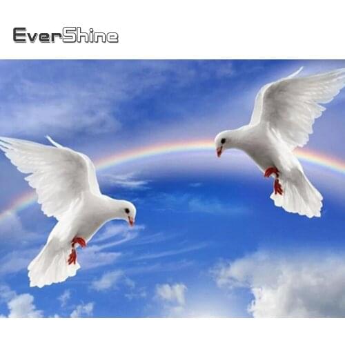 Evershine Diamond Painting With Square Rhinestones Animals Pigeon Diamond Embroidery Sale Cross Stitch Kit Painting Rhinestone