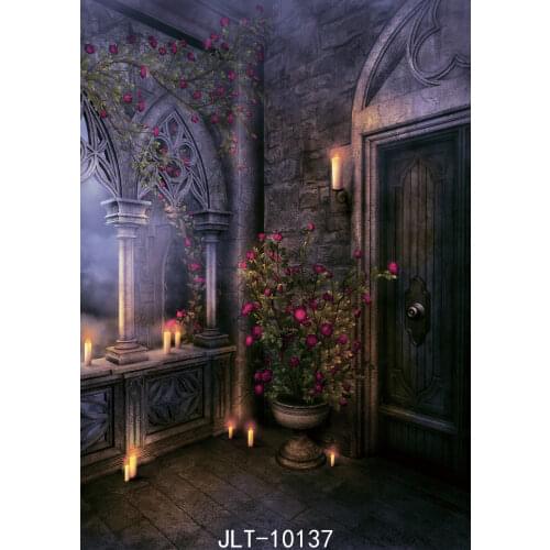 Fantasy Backdrop Corner Retro Palace Corner Candles Flower Photography Background Halloween Backdrop for Photo Studio for Party