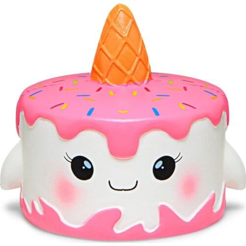 Coloful jumbo Pink unicorn Smiley Cake Squeeze Toy Squishy Slow Rising Antistress Toy Stress Relief Toy For Children Boys Girls