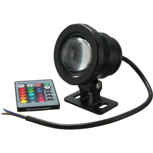 IP68 10W RGB LED Light Garden Fountain Pool Pond Spotlight Waterproof Underwater Lamp with Remote Control Black/Silver